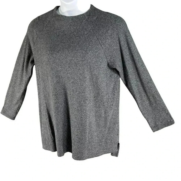 J Jill Pure Jill Women M Relaxed Fit Dark Gray Long-Sleeve Cotton Top Crew Neck - Picture 2 of 12